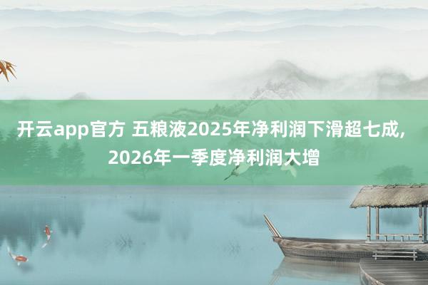 开云app官方 五粮液2025年净利润下滑超七成， 2026年一季度净利润大增
