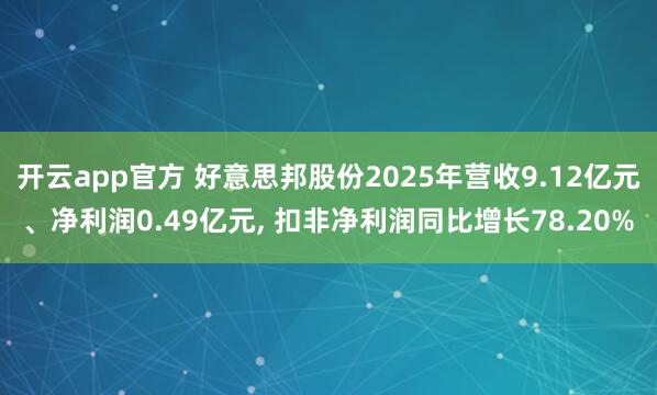 开云app官方 好意思邦股份2025年营收9.12亿元、净利润0.49亿元， 扣非净利润同比增长78.20%
