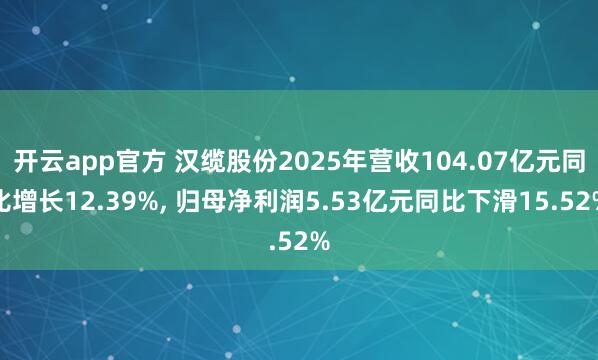 开云app官方 汉缆股份2025年营收104.07亿元同比增长12.39%, 归母净利润5.53亿元同比下滑15.52%