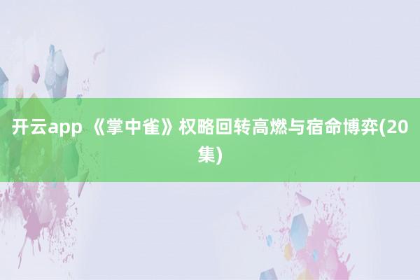 开云app 《掌中雀》权略回转高燃与宿命博弈(20集)