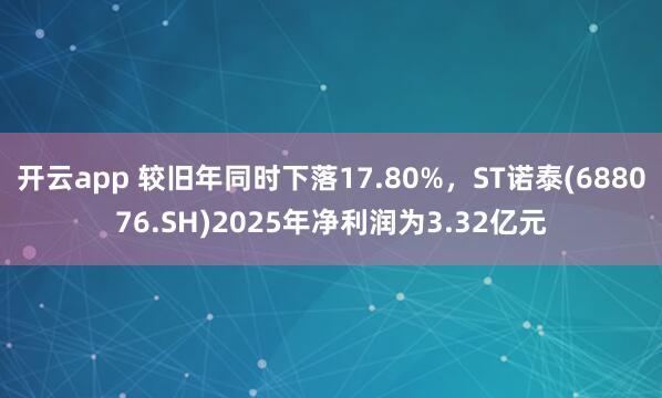 开云app 较旧年同时下落17.80%，ST诺泰(688076.SH)2025年净利润为3.32亿元