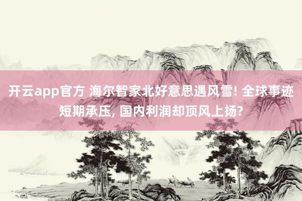 开云app官方 海尔智家北好意思遇风雪! 全球事迹短期承压， 国内利润却顶风上扬?