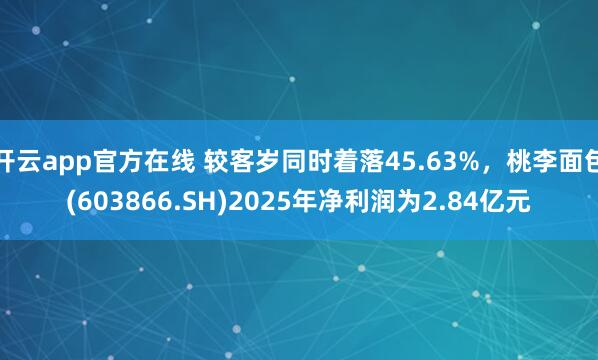 开云app官方在线 较客岁同时着落45.63%，桃李面包(603866.SH)2025年净利润为2.84亿元