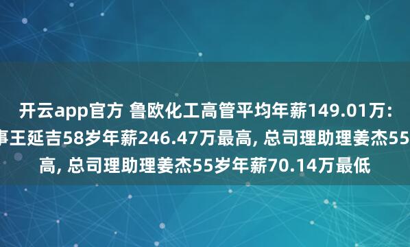 开云app官方 鲁欧化工高管平均年薪149.01万: 总司理及非零丁董事王延吉58岁年薪246.47万最高， 总司理助理姜杰55岁年薪70.14万最低
